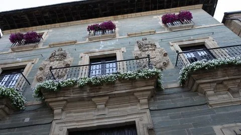 Facade of medieval house Stock Photos