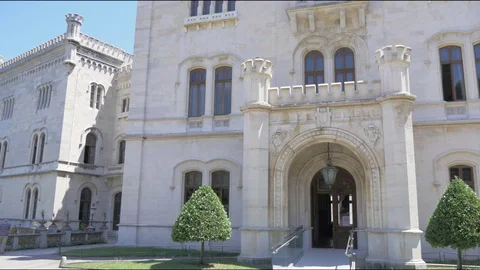 Facade of Miramare Castle in Trieste - 2017 Stock Footage 77298374