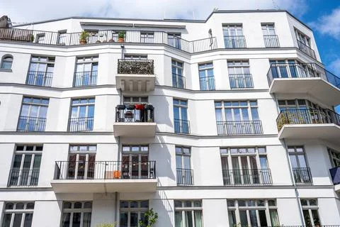 Facade of a modern apartment house Stock Photos