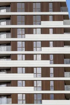 Facade of a modern appartment complex Stock Photos