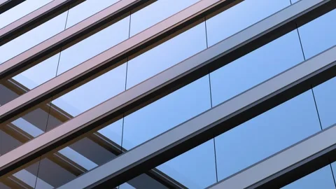 Facade of a modern building, glass windows of a skyscraper, animation. 3D render Stock Footage 275084701