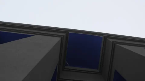 Facade of modern building painted in dark blue color Video stock 283368006