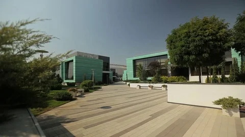 Facade of the modern building, top down, general shot Stock Footage 74424518