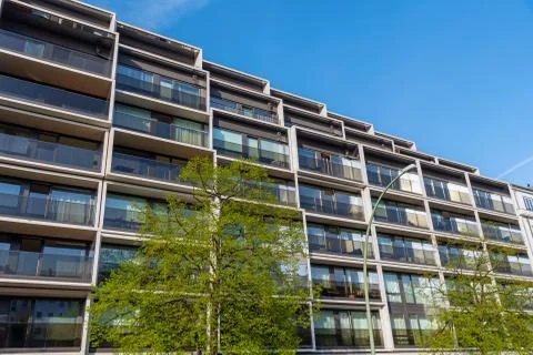 Facade of a modern housing construction Stock Photos