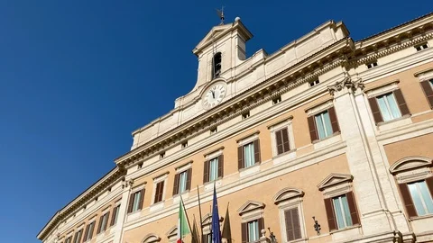 The facade of the Montecitorio palace Video stock 122840431