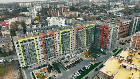 The Facade Of A Multi-storey Modern Building. A New Building That Was Recently Stock Footage 232500246
