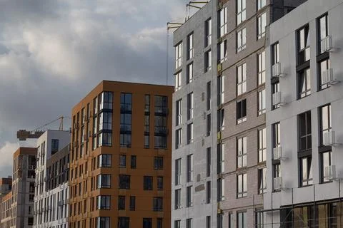Facade of a multistorey building under construction Foto stock