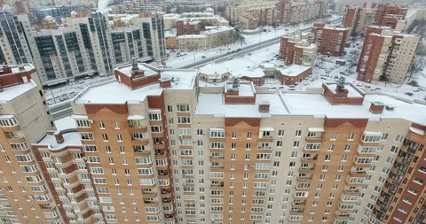 Facade of multistory building of outer-lying residential district of city Russia Video stock 98594356