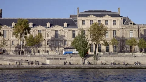 Facade Museum of Decorative Arts. Carousel garden. Super slow motion 4K Video stock 255227419