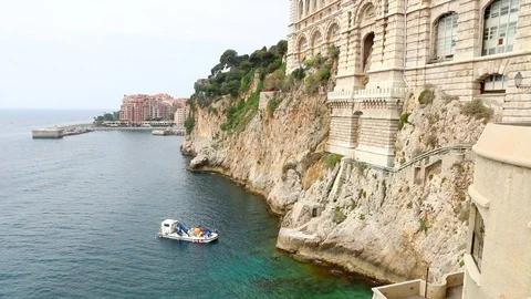 Facade of the museum on the sea. Monaco. Stock Footage 108929237