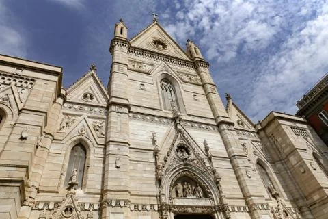 Facade of Naples Cathedral in Naples, Italy Stock Photos