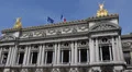 Facade National Musical Academy Paris Opera Garnier Golden Statues French Flag HD Footage
