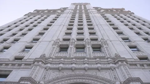 Facade of new modern multi-storey house, bottom view, close-up Stock Footage 301441026