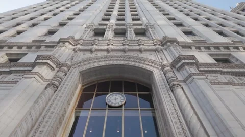 Facade of new modern multi-storey house, bottom view, close-up Stock Footage 301711361