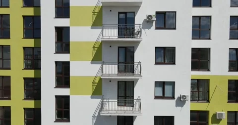 The facade of a new multi-storey building Stock Footage 245266505