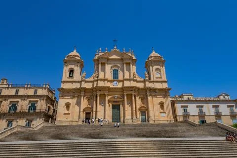 Facade of the Noto Cathedral Stock Photos