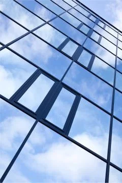 Facade of office building with reflections Stock Photos