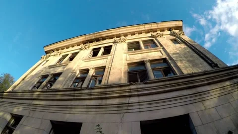 The facade of an old abandoned building with cracked walls Stock Footage 160908866