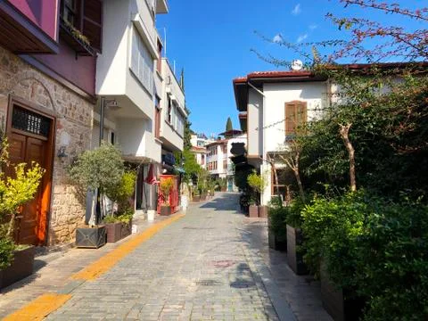 A facade of an old building in Antalya Old town Kaleici Stock Photos
