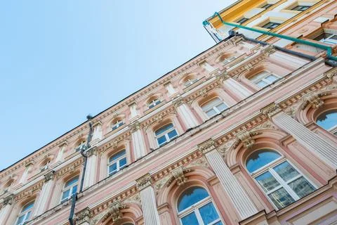 Facade of an old building with lots of windows Stock Photos