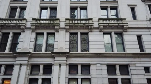 Facade of old building in lower Manhattan New York City Stock Footage