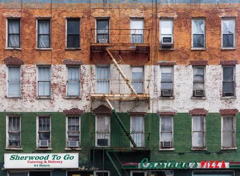 Facade of an old building in Manhattan Stock Photos