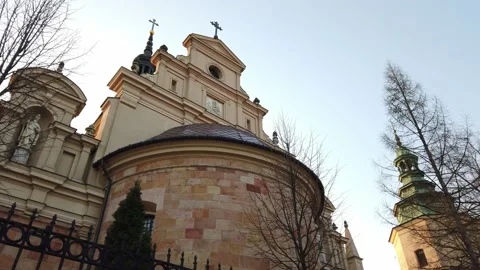 Facade old catholic church. Stock Footage 133801997