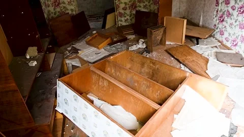 Facade of the old dilapidated house Stock Footage 254339514