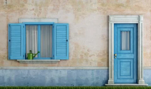 Facade of an old house Stock Illustration