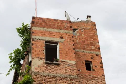 Facade of old incomplete building Stock Photos