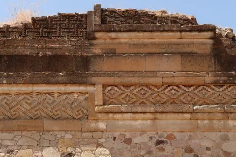 Facade of one of the temples of the Group of Columns, many different materi.. Stock Photos