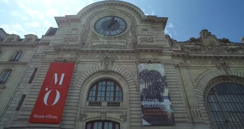Facade of Orsay Museum in Paris, France.Tracking shot stock footage Video stock 200395636