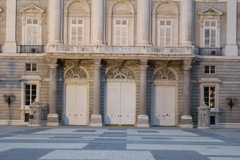 Facade of palacio Real in Madrid Stock Photos