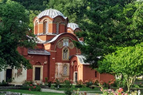 Facade of the Patriachte of Pec Monastery in Pec, Kosovo Stock Photos