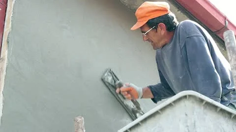 Facade Plasterer at Work Stock Footage 11061146