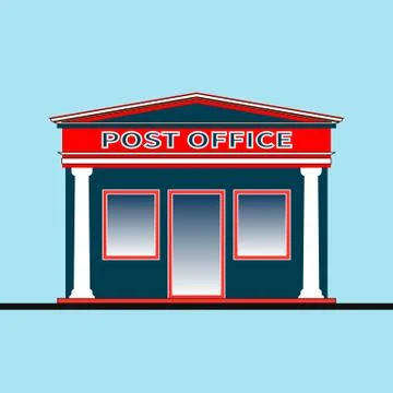Facade of the post office with gable and columns Stock Illustration