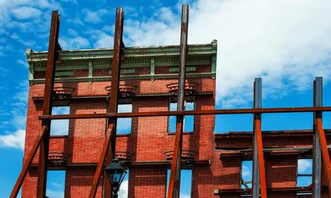 Facade Preservation In Progress 스톡 사진