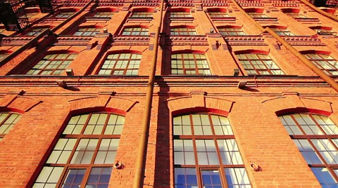 Facade of a red brick building Stock Footage 37460951