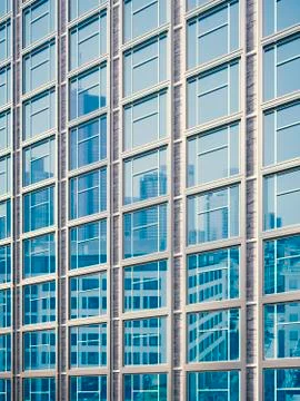 Facade with reflection of other buildings, 3D Rendering Ilustración de archivo