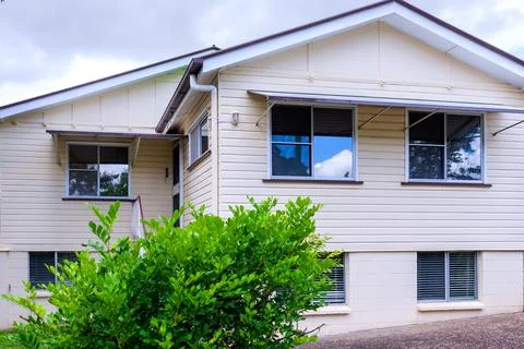 Facade of a regular size house Stock Photos