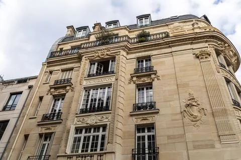 Facade of residential building 스톡 사진