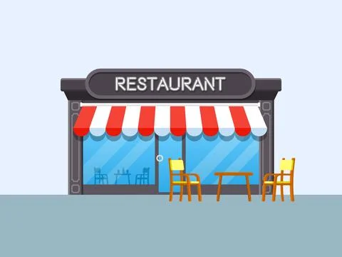 Facade of restaurant vector flat illustration. Stock-Illustration