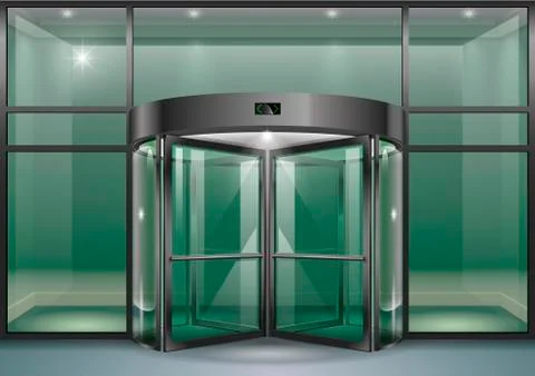 Facade with revolving doors Stock Illustration
