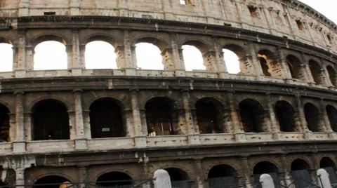 Facade of Roman Coliseum tilt Up Stock Footage 33698868