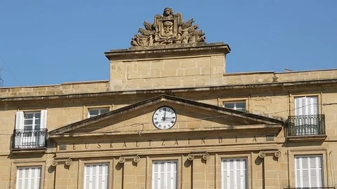 Facade of Royal Academy of Basque Language in Bilbao, science and education Stock Footage 78196217