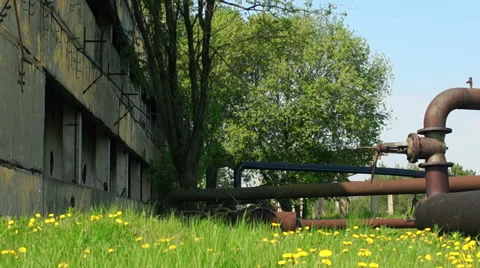 Facade of the ruined building Video stock 57323131