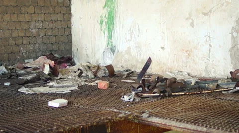 Facade of the ruined building Video stock 57324345