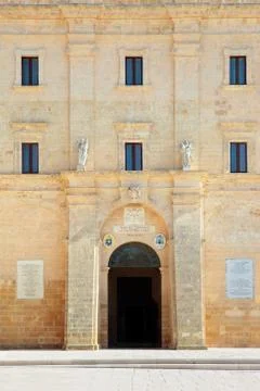 Facade of Sanctuary De Finibus Terrae, Santa Maria di Leuca, Apulia, Italy Stock Photos
