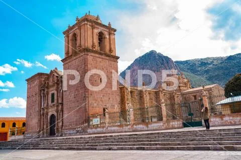 Facade of Santa Isabella Church in Pucara Puno Stock Photos
