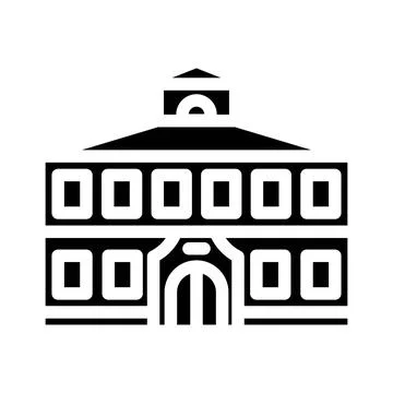 Facade school building glyph icon vector illustration Ilustración de archivo